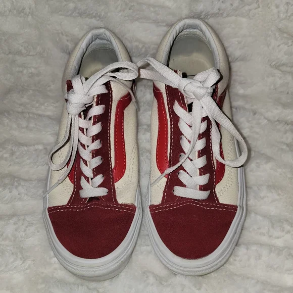 Vans Red and White Old Skool Sneakers - Picture 1 of 7